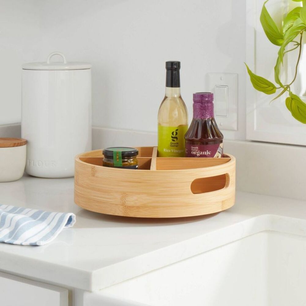 Open Box - Brightroom - Bamboo 4 Compartment Lazy Susan Turntab Yellow - Picture 2 of 3